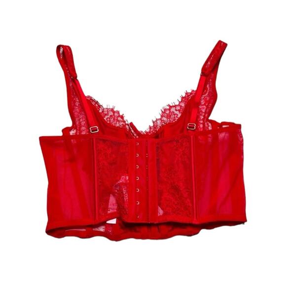 Victoria’s Secret Dream Angels Unlined Lace-Up Corset Top Lipstick Red SmallDD - Picture 2 of 3
